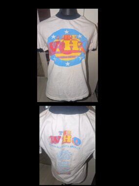 THE WHO Band Tour Ringer T Shirt Top 2017 North & South America Womens Size S